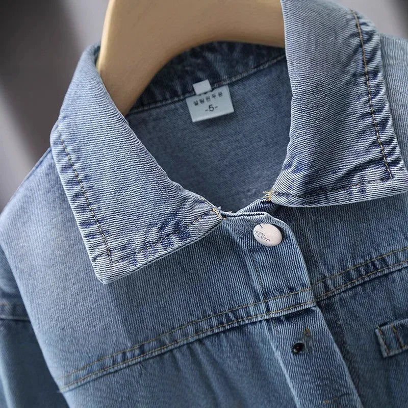 Cute Style Baby Child Denim Jacket with Dinosaur for Kids Boy Girl Casual Jeans Coat Lovely Baby Dinosaur Outfit Clothing 2-11 T