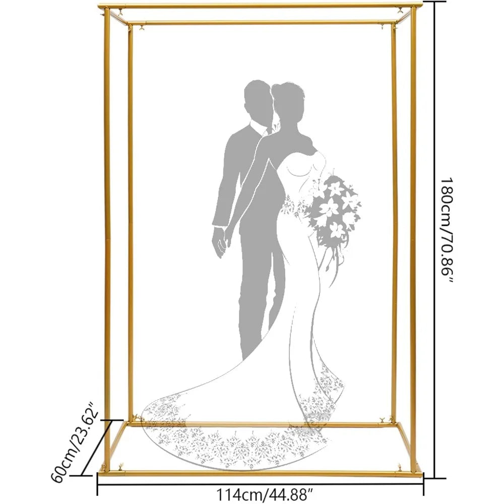 Metal Wedding Arches Wedding Gold Arch Backdrop Stand Ceremony Square Balloon Arch Frame Stand for Birthday Party Garden Decorat