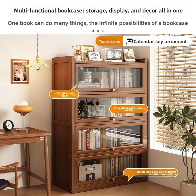 Multi-functional BambooBookcase LargeCapacity Wooden Bookshelf Storage Cabinet Display Rack Home Furniture for Living RoomOffice