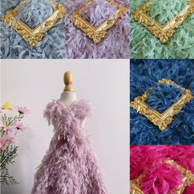 Feather Tassel Velvet Fabric Shooting Background Baby Clothes Pillow Dresses DIY Stage Apparel Designer Sewing Material Cloth