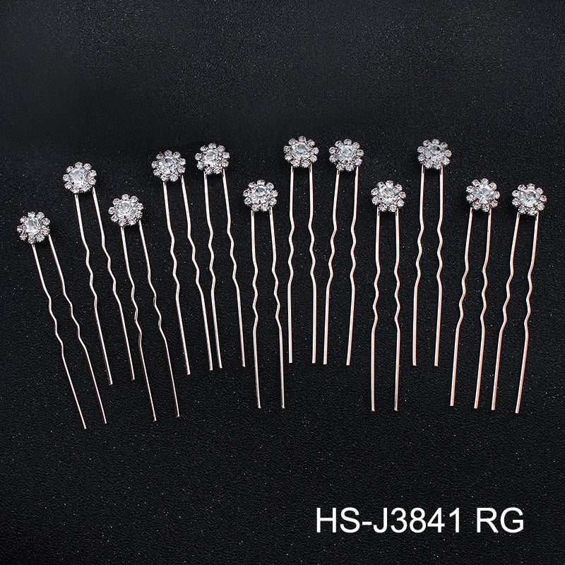 12PK/Set Fashion Rhinestone Flower Cute Hairpin Elegant Jewelry Hair Accessories Hairpin Party Headdress For Women