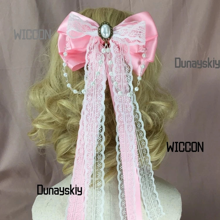 Korean Style Hair Bow Clips Elegant Ribbon Butterfly Hairpins  Lolita/Fairy Aesthetic Vintage Princess Headwear Alligator Clips