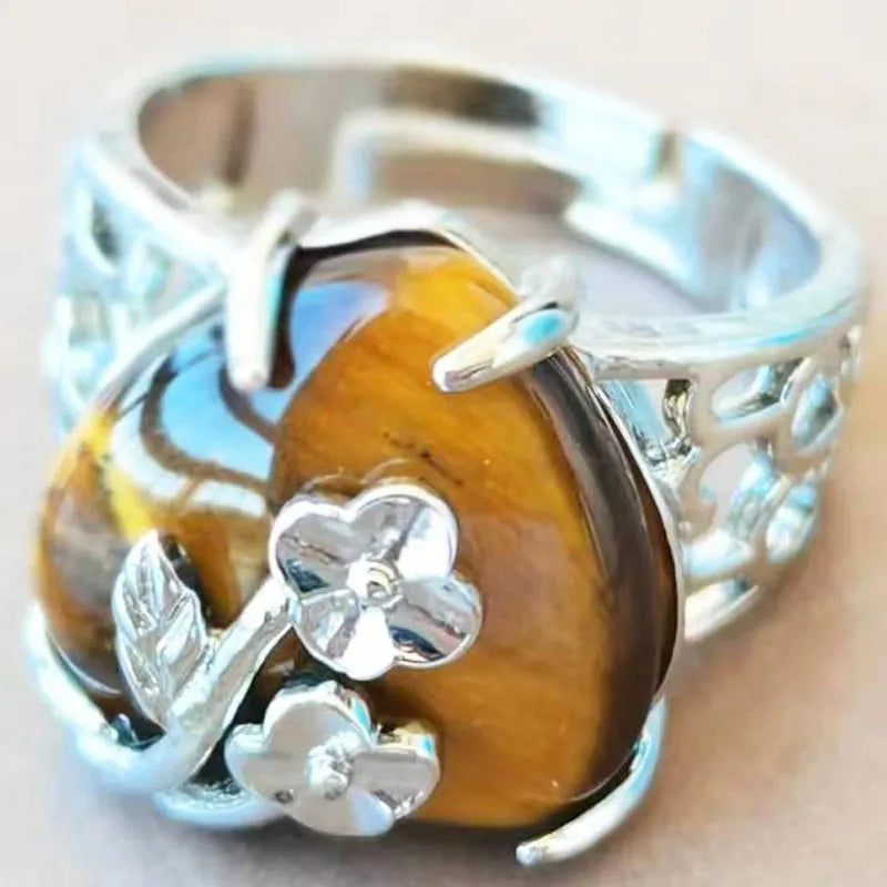 Opal Heart Women Men Ring 7~12" (us) adjust PWB1213