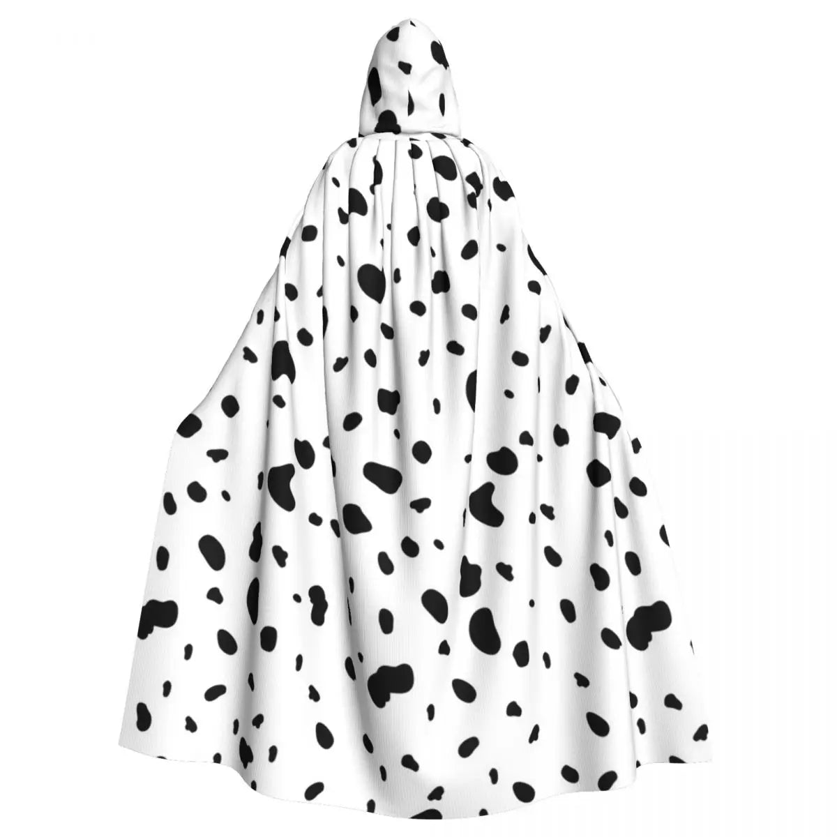 Dalmatian White And Black Dalmatian Dog Print Long Hooded Cloak Witch Medieval Costume Cosplay Cape HalloweenParty Adult Unisex