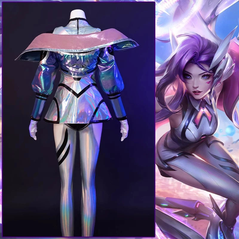 Seraphine Cosplay Costume Game LOL Anime Women Fashion Jumpsuit Coat Battle Dove Uniform Halloween Costume Role Paly Clothing