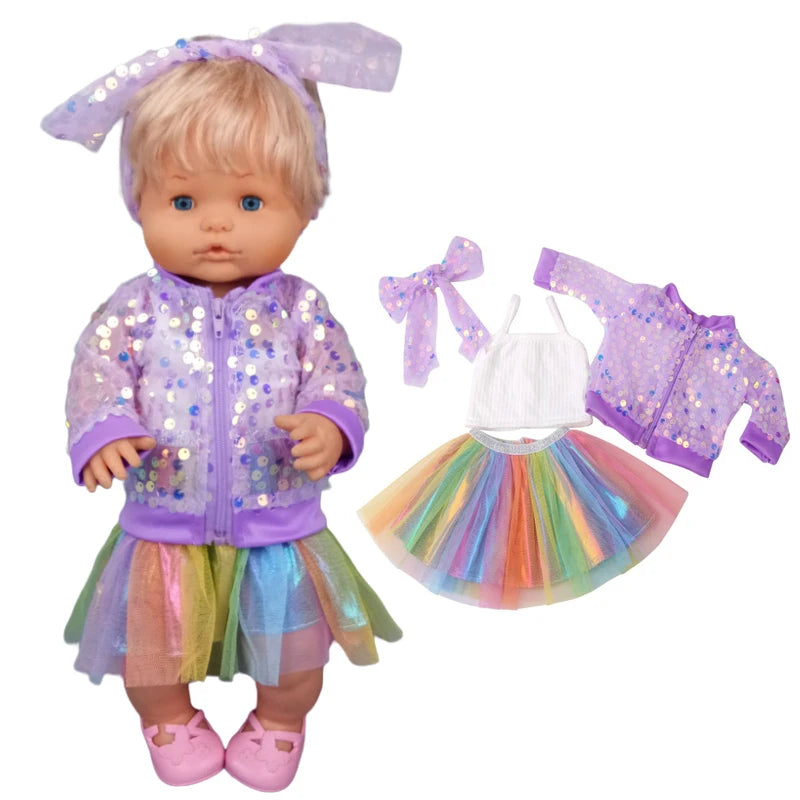 16 Inch Nenuco Doll Clothes T-shirt Short  for 40cm Ropa Y Su Hermanita 38cm Baby Doll Fashion Denim Shorts