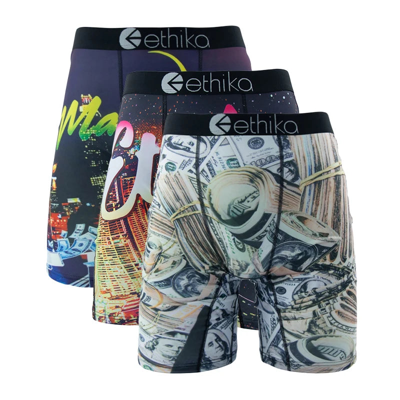 ETHIKA 3Pcs Sexy Men Underwear Boxers Breathable Man Underpants S-3XL Plus Size Mens Trunks Men's Panties Lingeries Boxer Briefs
