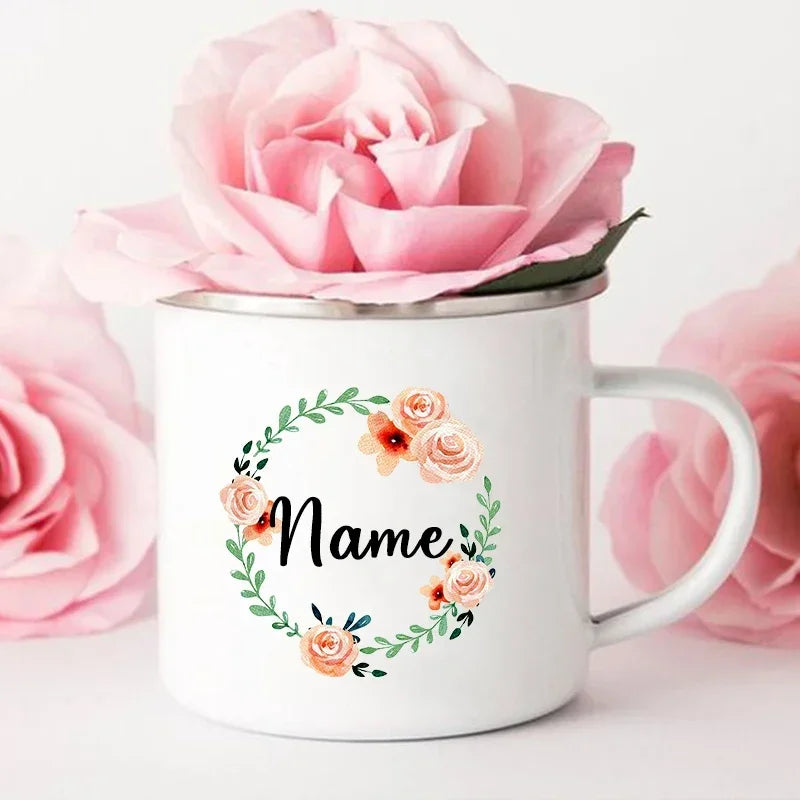Personal Custom Name Enamel Mug, Bachelorette Party, Coffee Wine Mug, Bridesmaid Cup, Wedding Bridal Shower, Bride Team Gifts