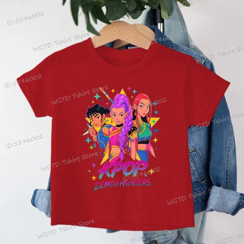Children's Clothing KPop Demon Hunters Fashion Casual Tops 2025 Hot Movie Soft Cotton Baby Girls T Shirt Fans Gifts Kids Clothes