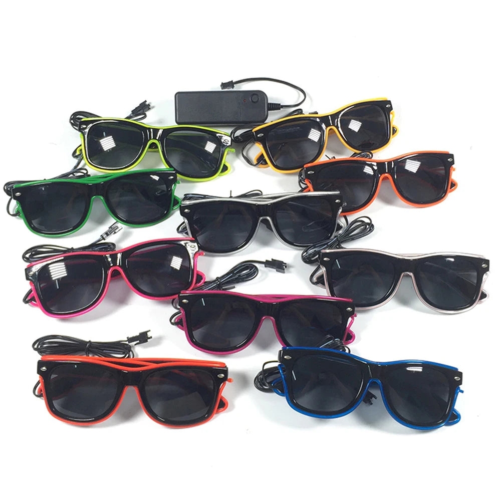 1PC Flashing EL Wire Led Glasses Luminous Party Decorative Lighting Classic Novelty Gift Bright LED Light Up Party SunGlasses