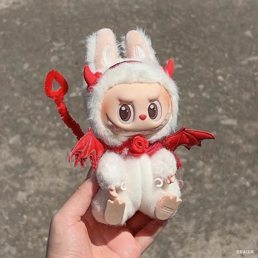 Clothes For Labubu 15 Cm 17 Cm Dolls 1st To 3rd Generation Red Little Devil Wings With Hair Accessories Horns