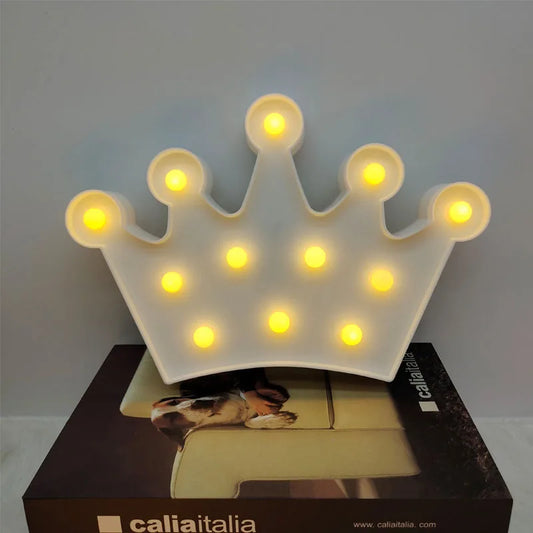 3D Crown Shape LED Night Light Table Lamp Christmas Party Home Room Wedding Garden Party Wall Lamp Decoration Girl Gift