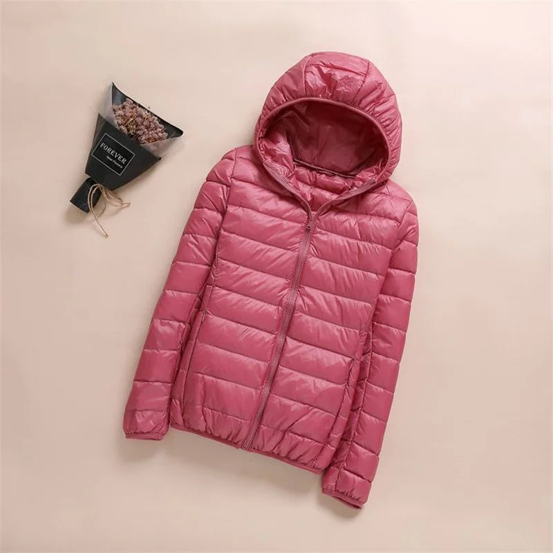 New Women Thin Down Jacket White Duck Down Ultralight Jackets Autumn Winter Puffer Jacket Warm Coats Portable Female Outwear