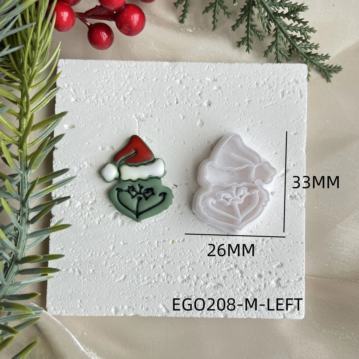 Christmas Cookie Cutter SANTA GRINCH  3 Sizes 2 Cut Versions  Earrings Making Mold Polymer Clay Tools Jewellery Tools