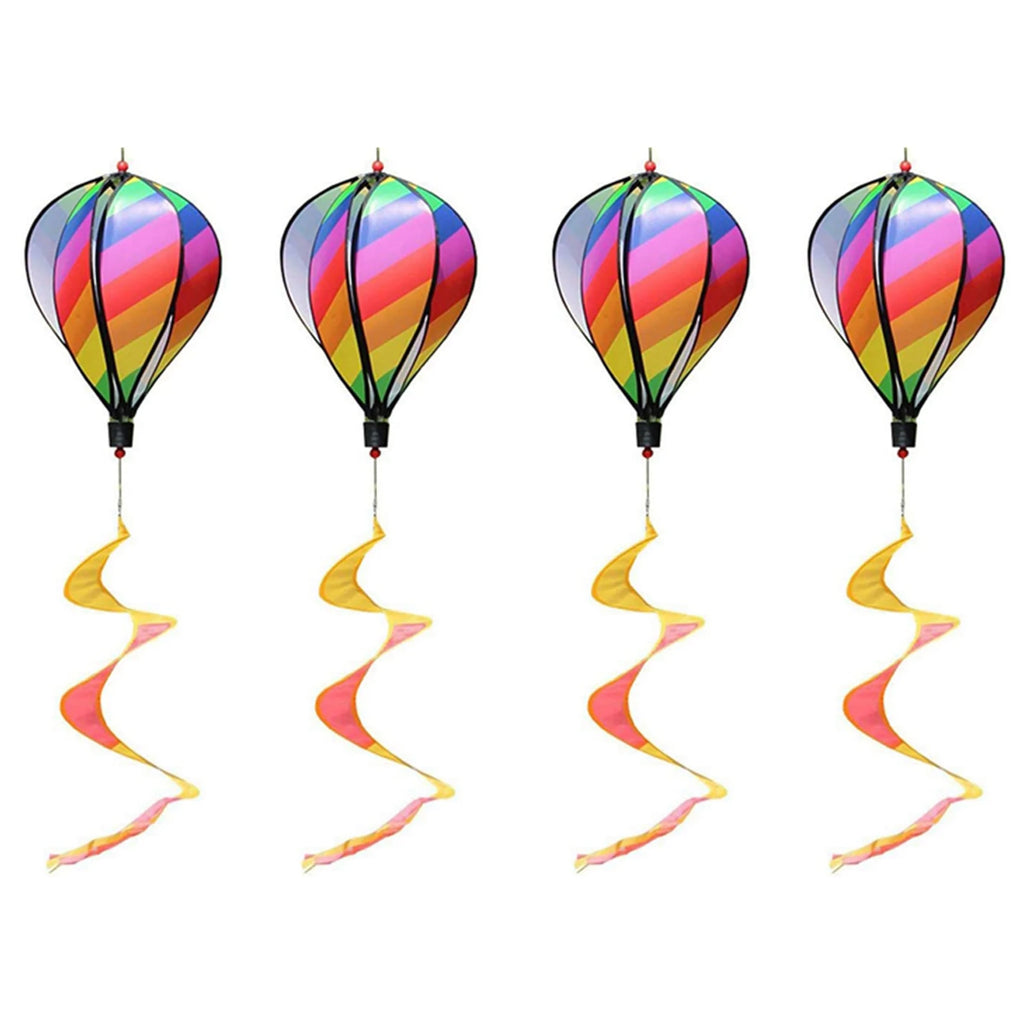 4PCS Balloon Wind Spinner Striped Windsock Balloon Yard Decor Spiral Balloon Windmill-ABQU