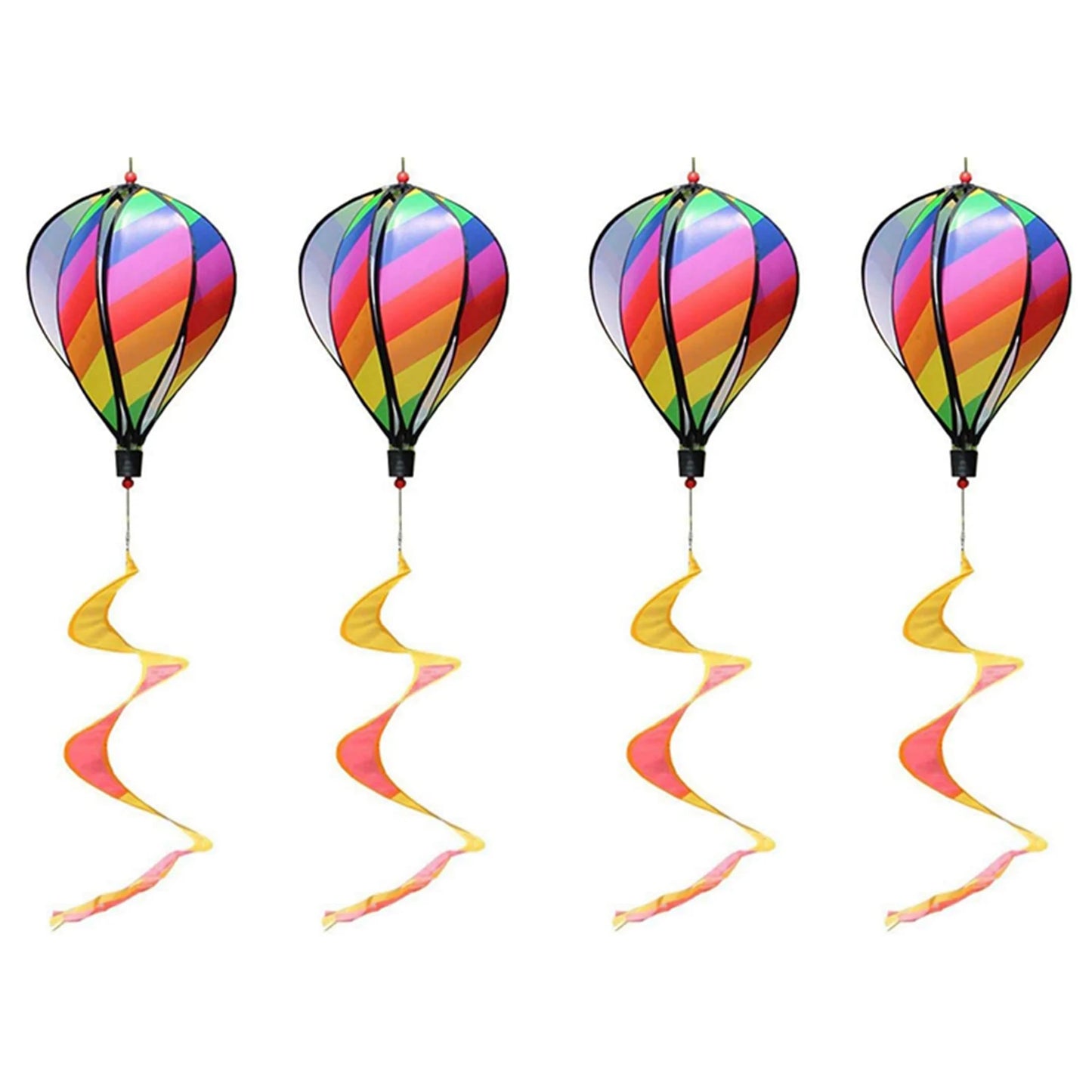 4PCS Balloon Wind Spinner Striped Windsock Balloon Yard Decor Spiral Balloon Windmill-ABQU