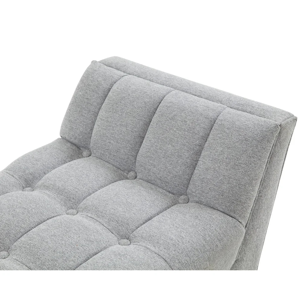 Contemporary Tufted Linen Bench Indoor Seating Durable Wood Frame Biscuit Tufted Light Grey Upholstered Seat Assembly Required