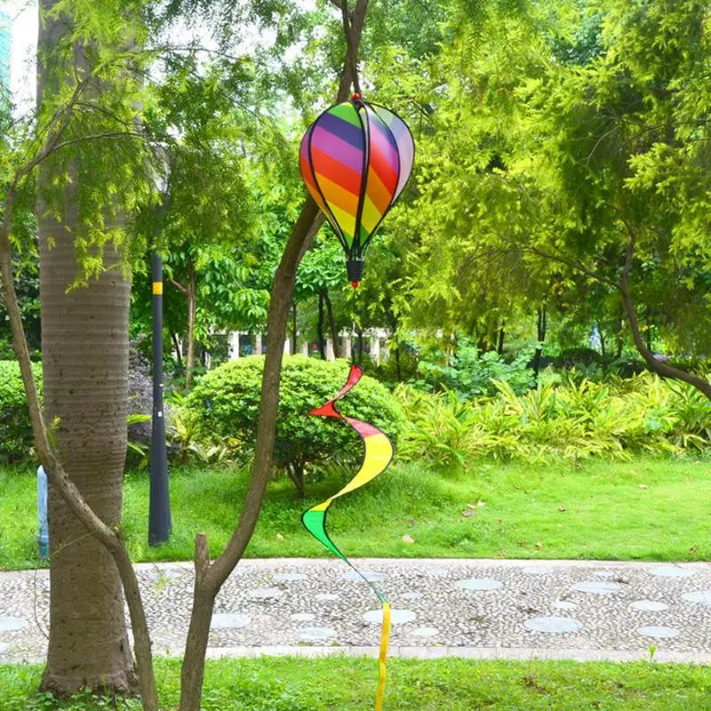 Wind Spinners Outdoor Rainbow Pinwheels Whirligigs 3x Hot Air Balloon Twisted Windmills Hangable Windsock Whirlygig Pinwheels