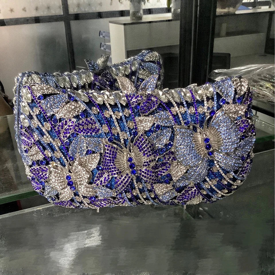 Hollow Out Women Evening Bag Gold Crystal Banquet Handbag Luxury Diamond Clutch Purse Wedding Bride Bags Elegant Dinner Bag