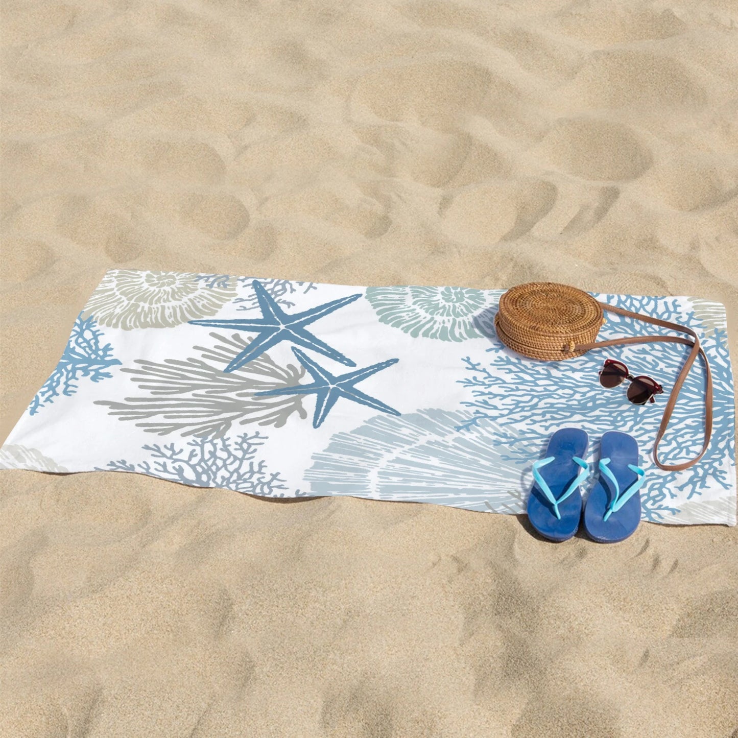1PC Starfish Beach Towel Sea Side Pool Towel Holiday Birthday Gifts For Adult Quick-Drying Bath Towels Sea 70x140cm 140x180cm
