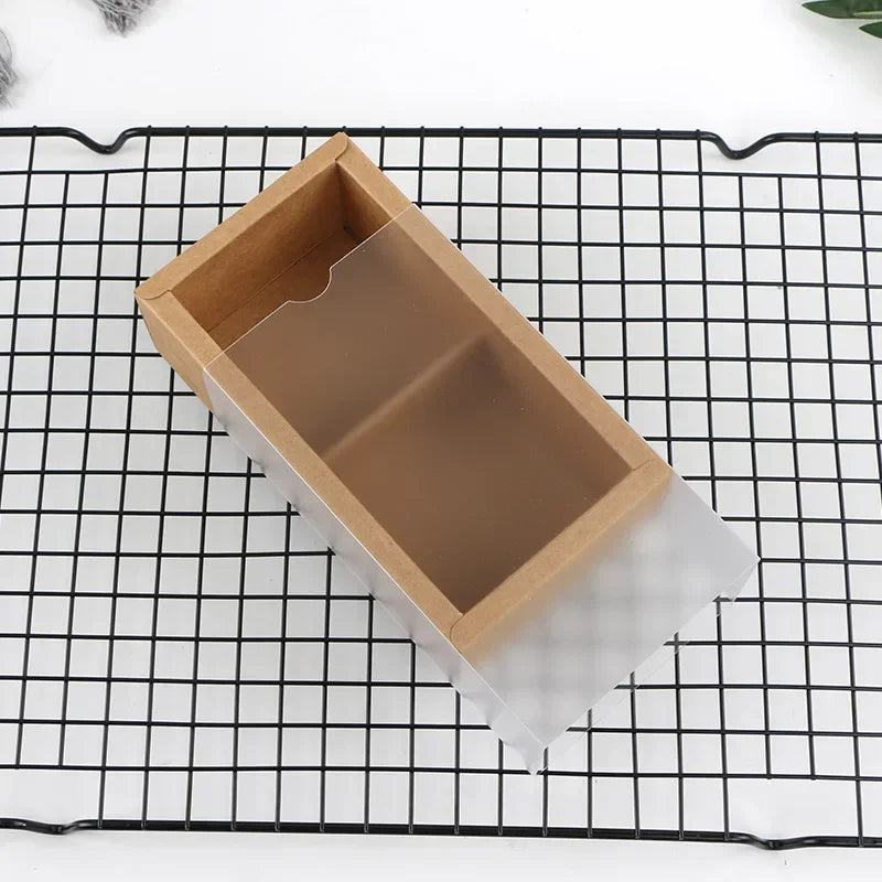 10Pcs 2 Grid Mooncake Boxes Clear Window Cardboard Gift Box Egg Yolk Crisp Cookies Candy Cake Box Birthday Christmas Party Favor