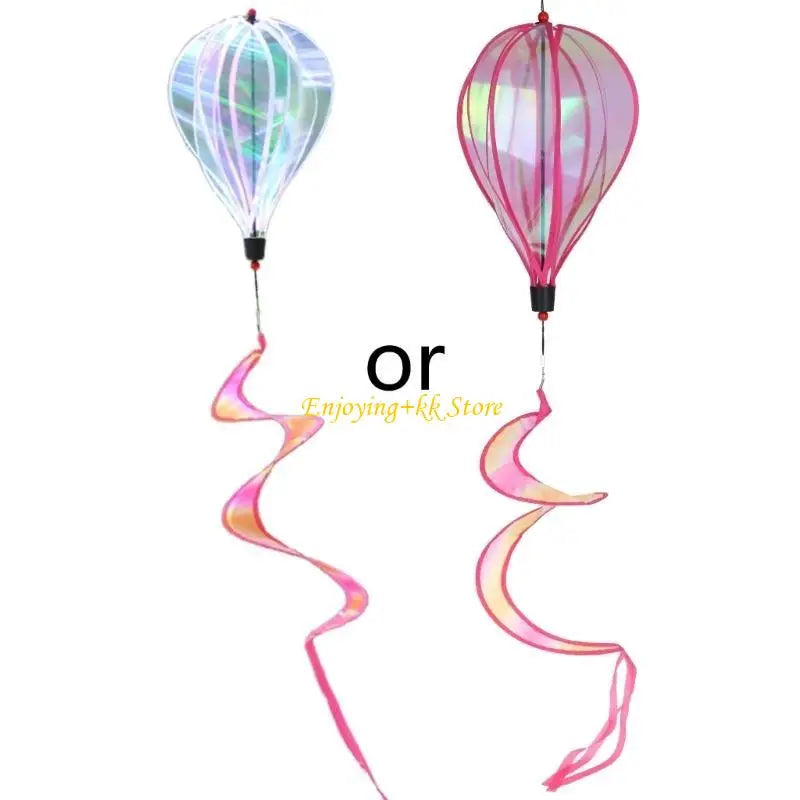 Q1JB Hot Air Balloon Wind Spinner Rainbow Pinwheel Garden Yard Lawn Decoration Gift