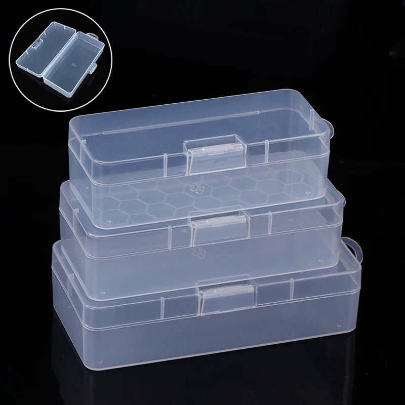 Nail Art Storage Box Nail Parts Organizer Clear Cuboid Plastic Container Packaging Case For Nail Brush File Manicure Tools
