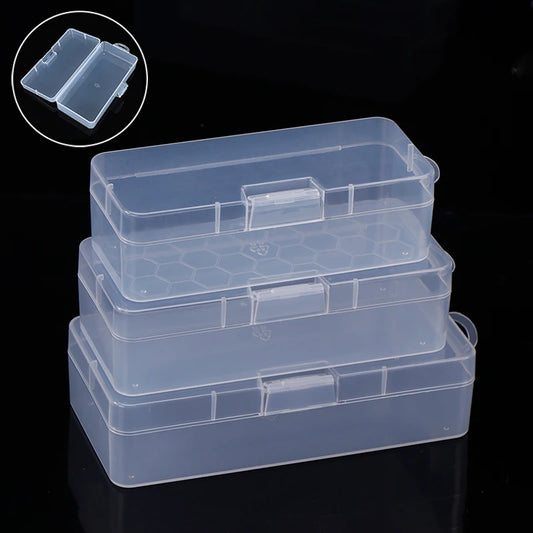 Nail Art Storage Box Nail Parts Organizer Clear Cuboid Plastic Container Packaging Case For Nail Brush File Manicure Tools