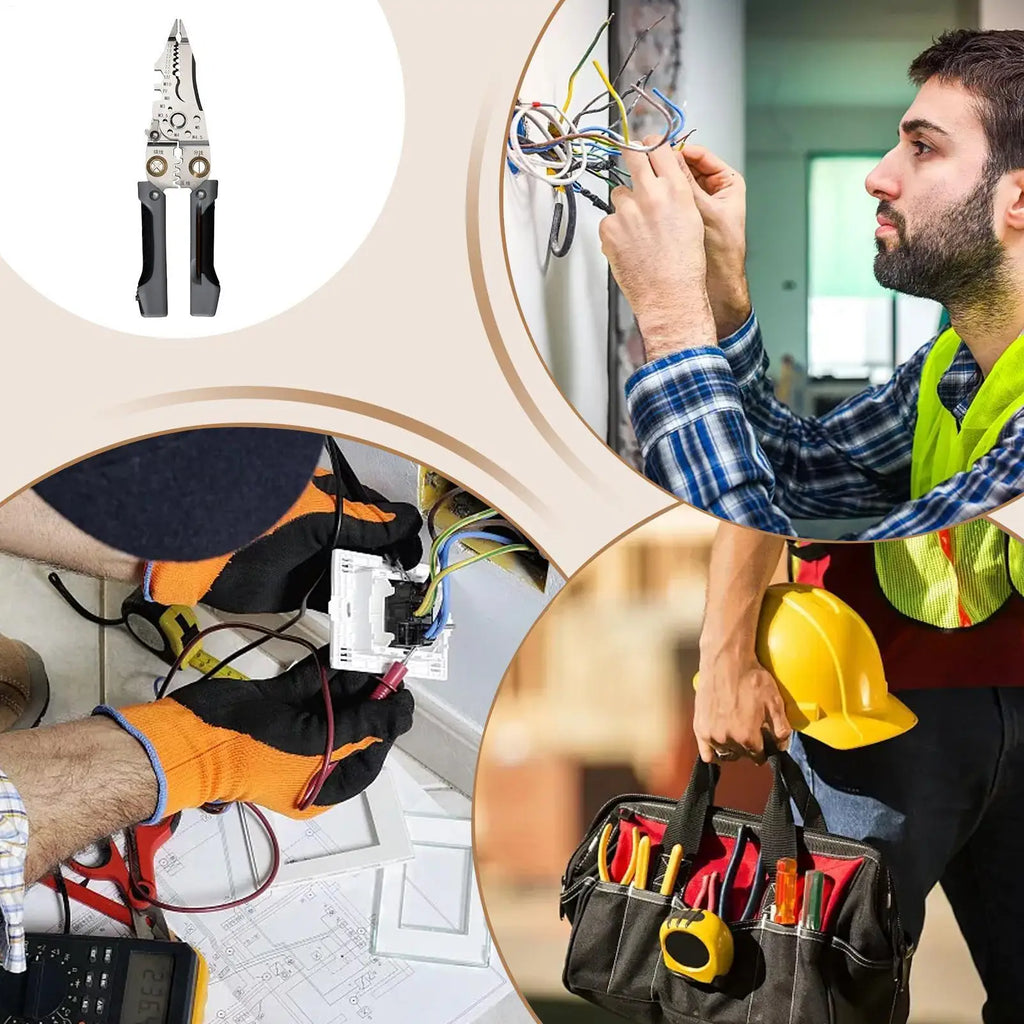Electrical Wire Stripper 21-in-1 Electrical Wire Crimping Cutter Precise Foldable Electricians Hand Stripping Tool For