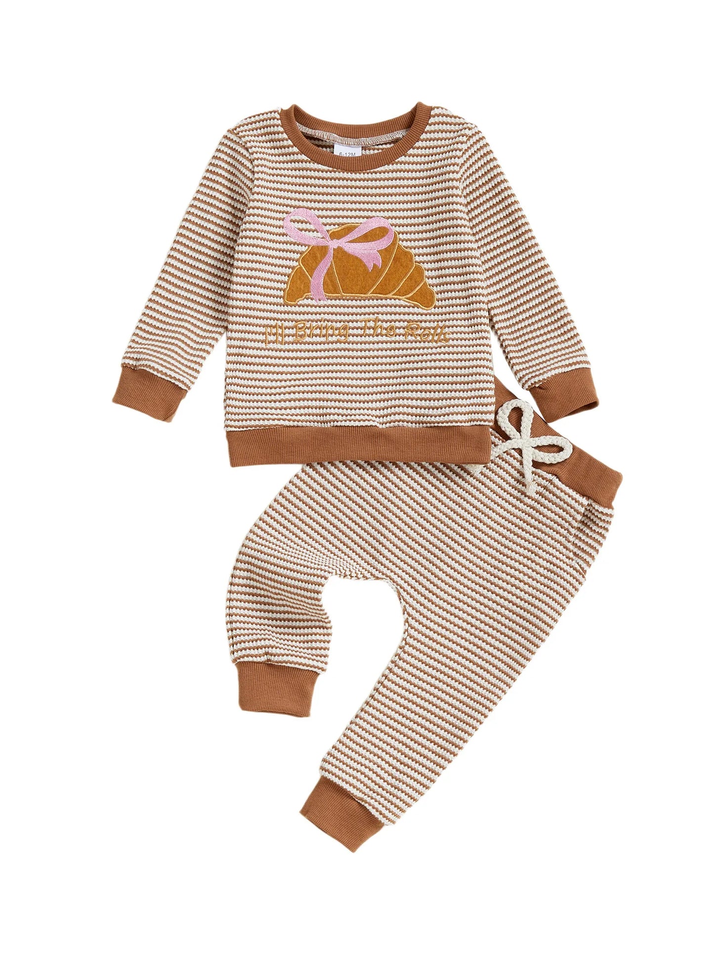 Girls 2-Piece Outfit Embroidered Floral Long Sleeve Top with Ruffled Hem and Cozy Corduroy Pants Set for Fall