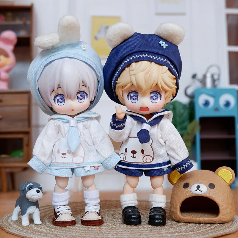 Baby Clothes Top + Hat + Pants/Skirt For 1/12 BJD,Ob11,Molly, Gsc,Body9 Doll Accessories Boys Girls Toys