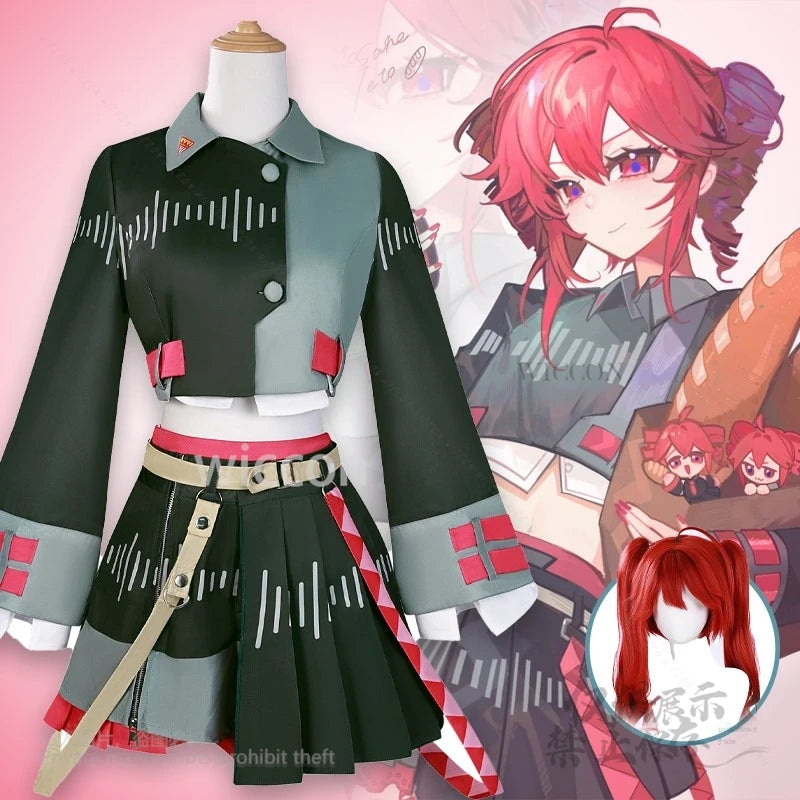 Anime UTAU Teto Voicebank Cosplay Costume Game AI Character Outfit Halloween Party Uniform Red Hair Twin Drills  Style