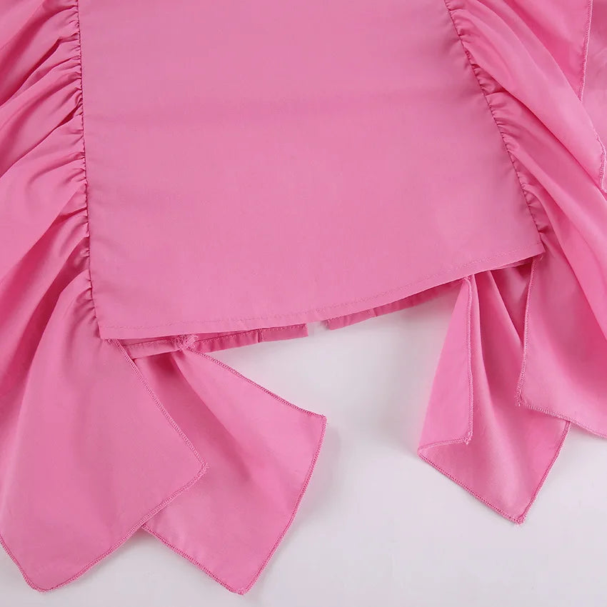 Ruffles Button-Down Shirt Women Summer Fashion Flare Sleeve Loose Shirts Blouses Lady Elegant Casual Tops Streetwear 2025