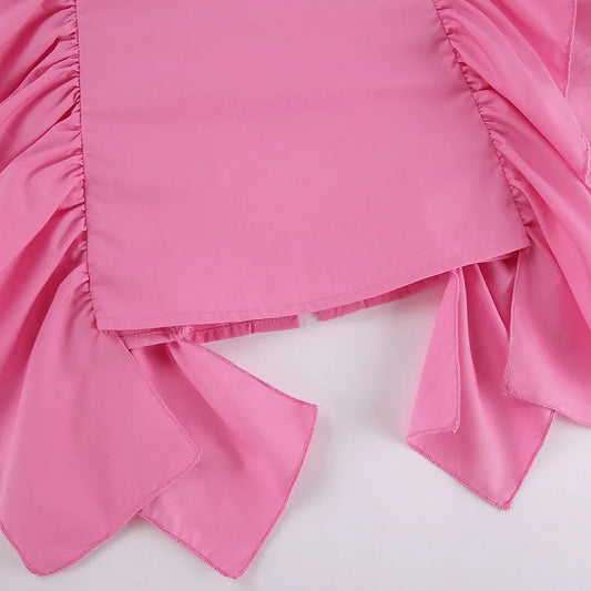 Ruffles Button-Down Shirt Women Summer Fashion Flare Sleeve Loose Shirts Blouses Lady Elegant Casual Tops Streetwear 2025