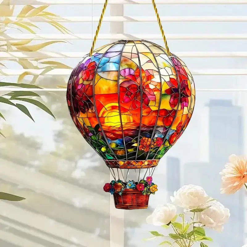 Hot Air Balloon Sun Catcher 2D Acrylic Pendant Home Modern Hanging Decoration Bedroom Living Room Retro Wall Decoration Pendant