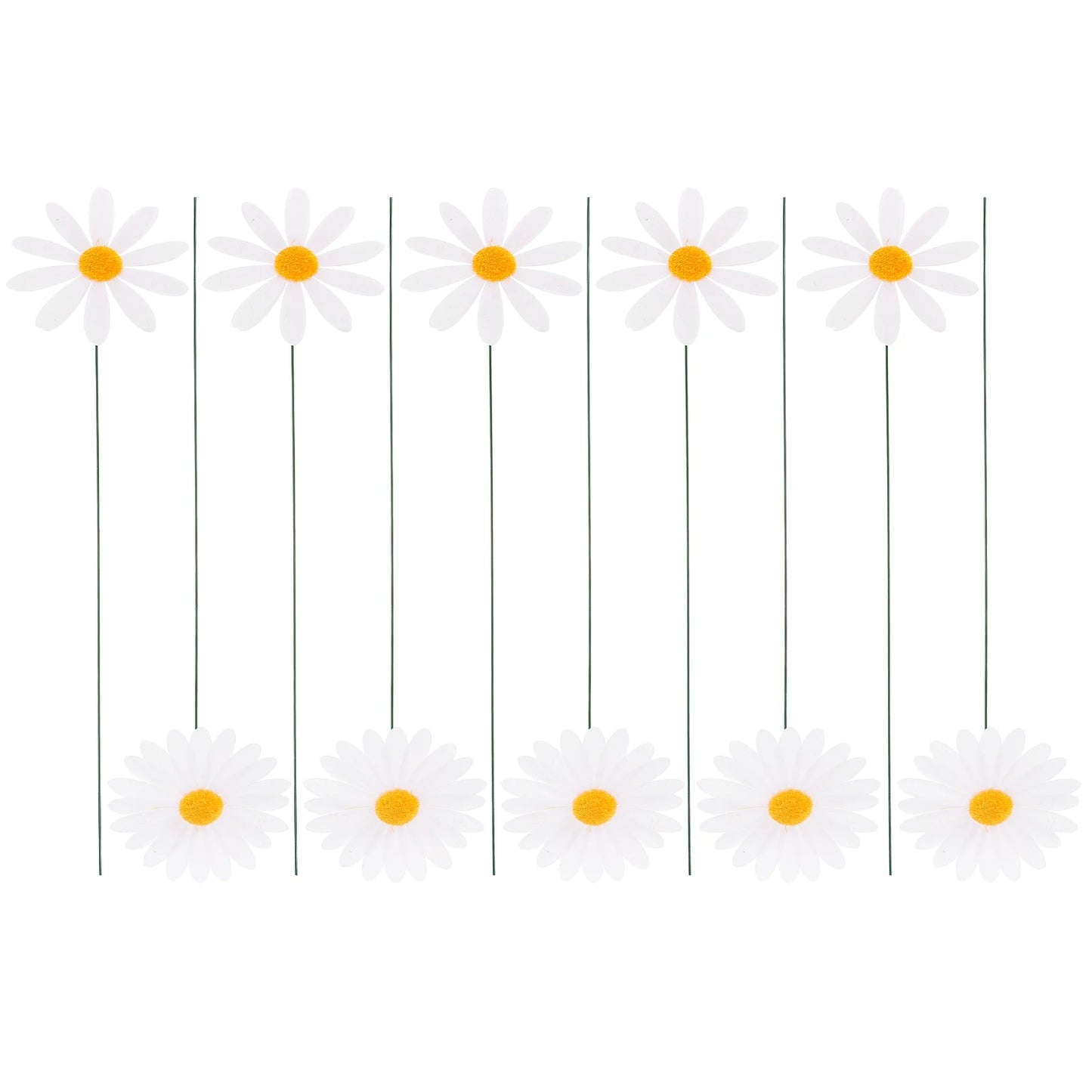 10pcs Daisy Cutouts Garden Courtyard Decorations Pvc Simulated Flower StemDecorative Lawn Stakes Balloons