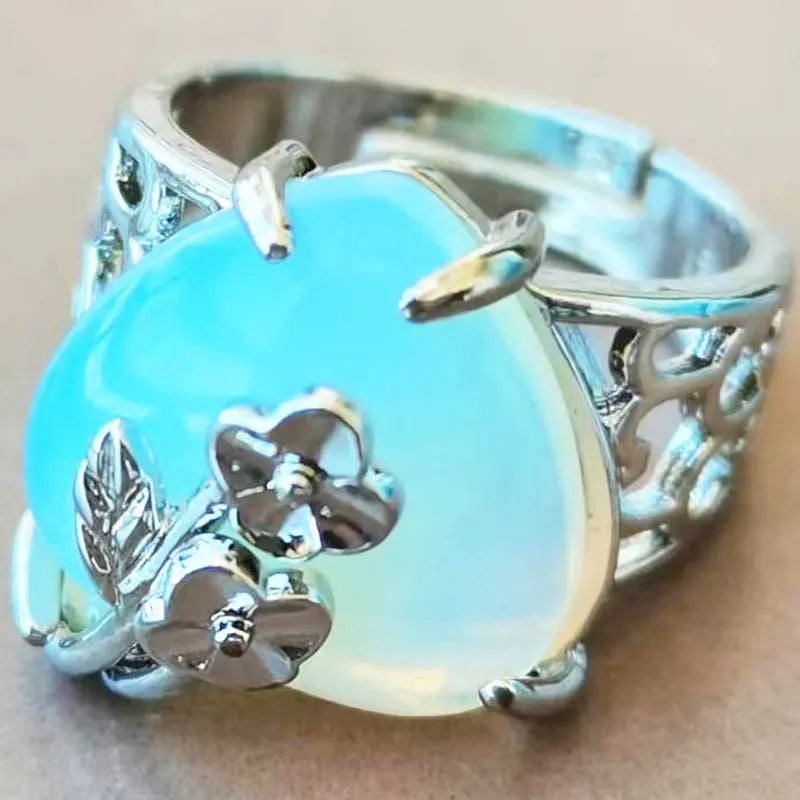 Opal Heart Women Men Ring 7~12" (us) adjust PWB1213