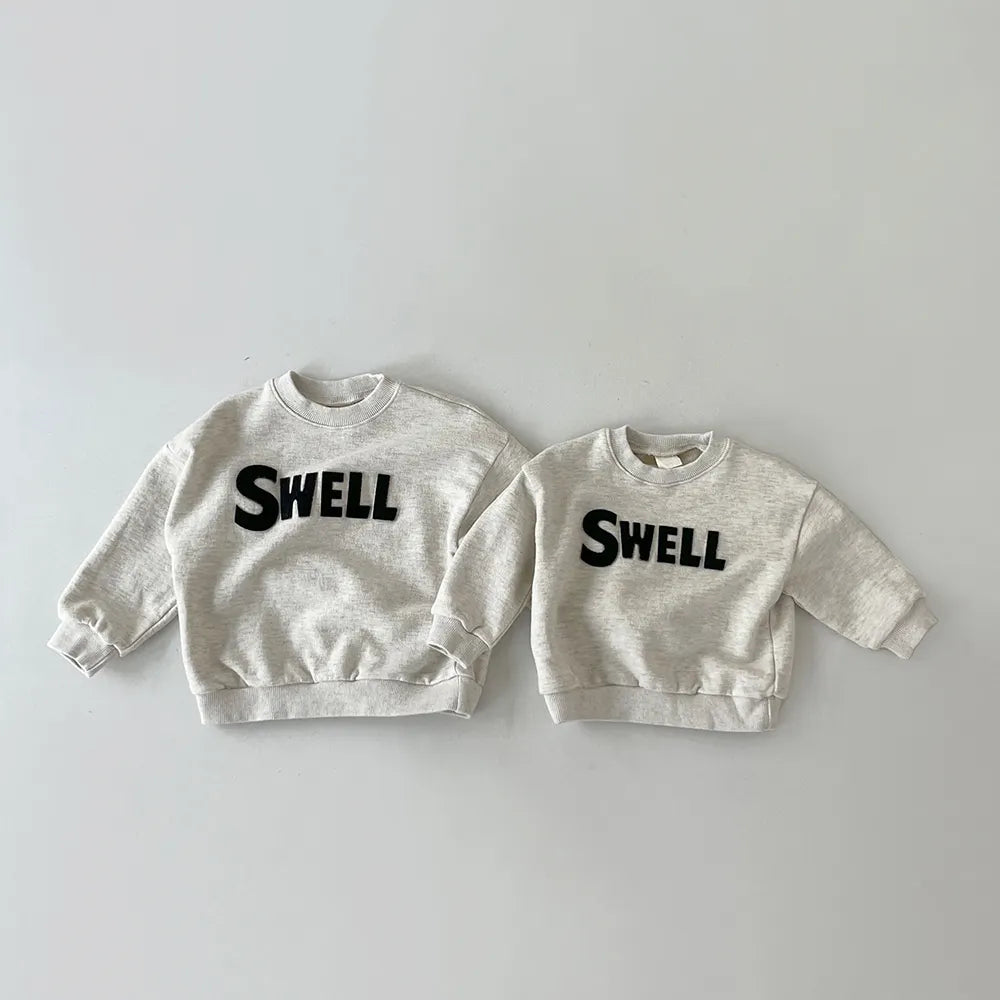 Korea Baby Boys Sweatshirt Loose Fashion Letter Sports Sweatshirts Toddler Girl Pullover Sweater Cotton Tops Boy Kids Clothes