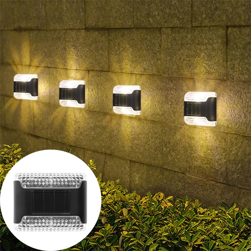 4Pack Solar LED Garden Ground Light Outdoor Waterproof Solar Wall Lamp Christmas Fence Courtyard Atmosphere Decor Night Light