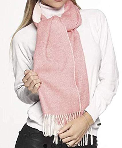 Alpaca wool white-pink double sided scarf