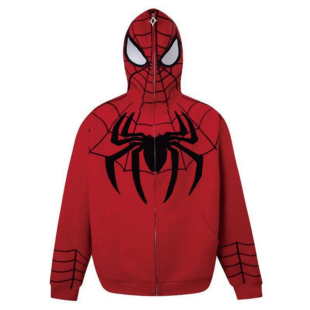 Spiderman Full Zip Up Hoodies 3D Print Superhero Men Women Avengers Cosplay Costume Y2k Gothic Hooded Sweatshirt Jackets