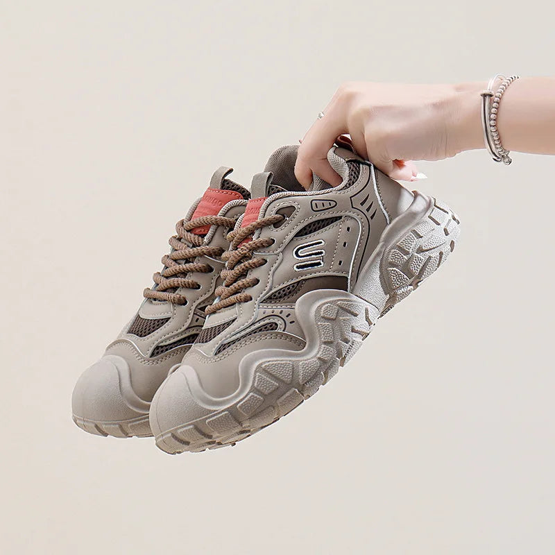 insKorean Style New Dad Shoes Women2025Spring Student Running Sports Thick-Soled Height-Increasing Casual Shoes