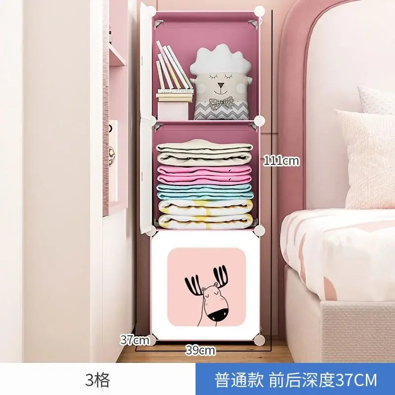 Baby Storage Cabinet Plastic Wardrobes Children Wardrobe Small Girl Clothes Clothings Closet Dresses Room Girls Assembly