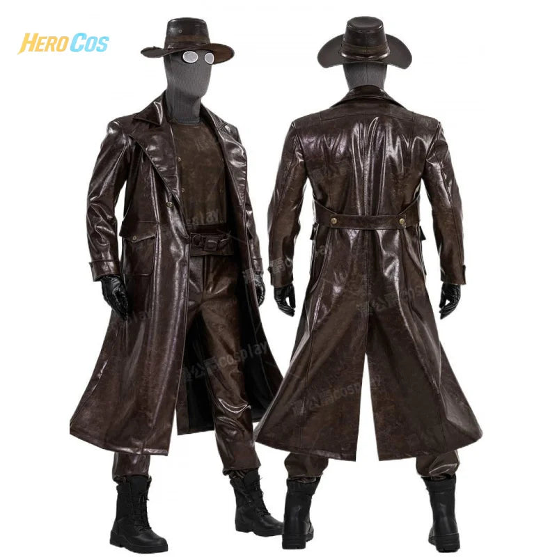 Spider Noir Cosplay Peter Parker Costume Full Set Uniform Props Accessories Shoes Coat Men Halloween Carnival Part HERO Cos