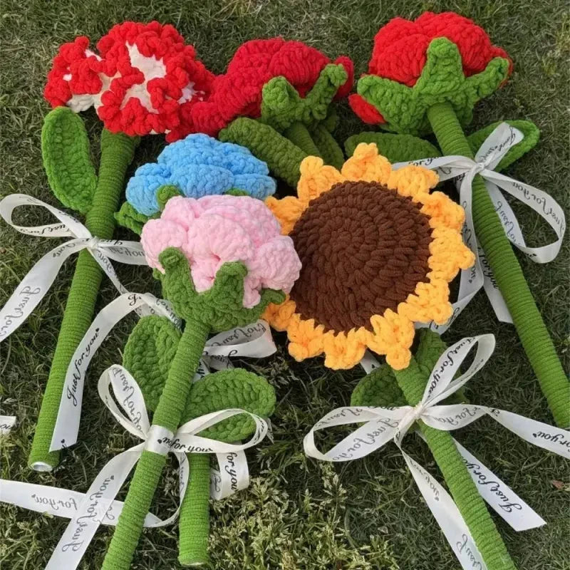 Customized Artificial Knitted Wool Flowers Crochet Flowers Flowers Flocking Wedding Bouquet Desktop Christmas Decoration