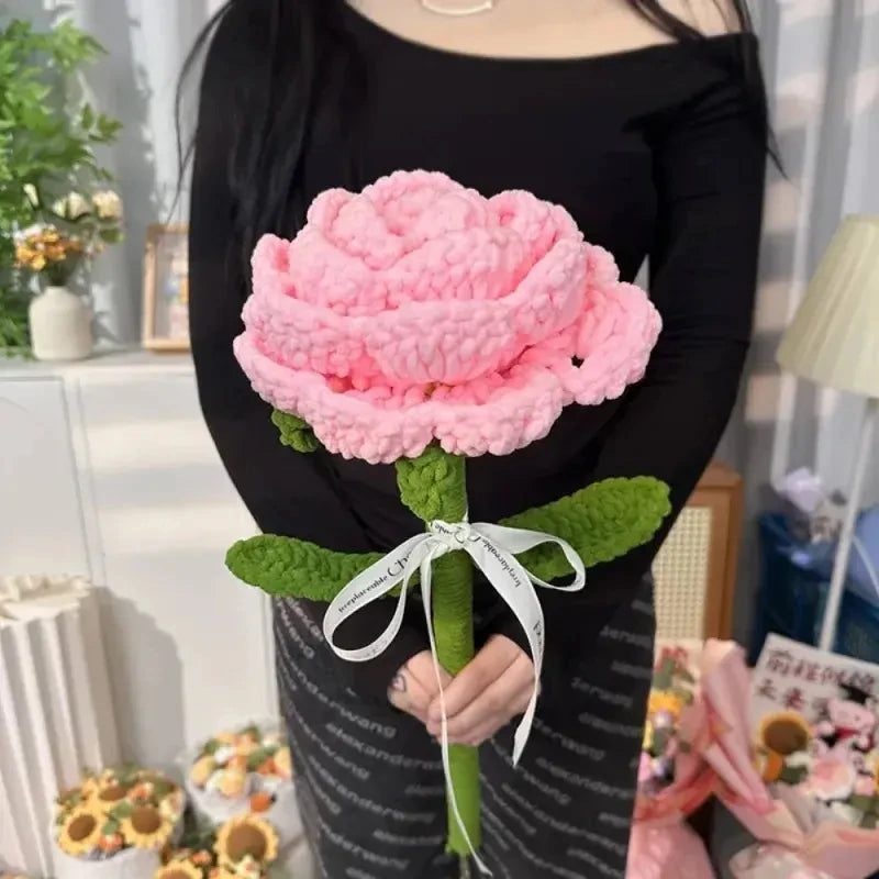 Customized Artificial Knitted Wool Flowers Crochet Flowers Flowers Flocking Wedding Bouquet Desktop Christmas Decoration