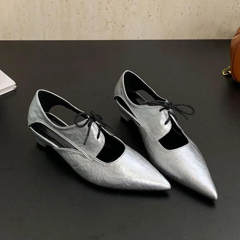 2025 New Fashion Shallow Women Low Heel Shoes Luxury Female Pointed Toe Footwear Butterfly-Knot Ladies Heeled Shoes Pumps
