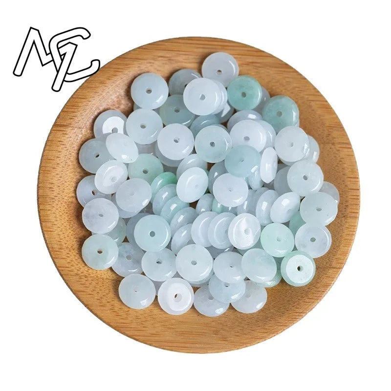 10pcs Natural Emerald White Jade Ping An Knot DIY Bracelet Necklace Charm Jadeite Jewellery Fashion Accessories Gift Women Men