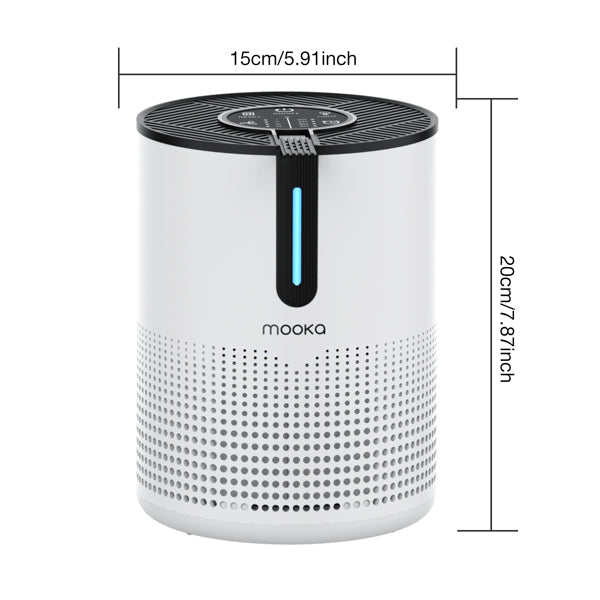 MOOKA 475Sq.ft Air Purifier Cleaner HEPA Filter Remove Odor Dust Mold