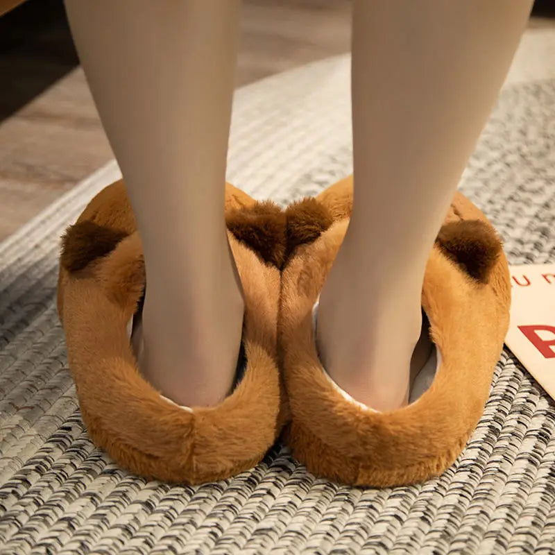 Novelty capybara slippers unisex animal slides shoes women's cute fuzzy home slippers woman winter warm room floor shoes couple
